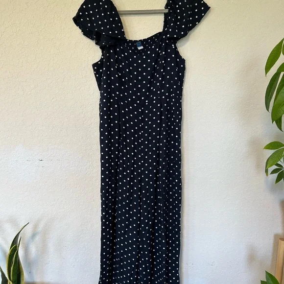 Old Navy Navy and White Polka Dot Wide-Leg Jumpsuit Size L - Picture 3 of 9